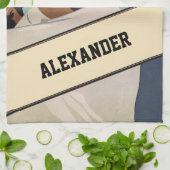 ヴィンテージスポーツ野球バッター、様式芸術 キッチンタオル (折り畳み)