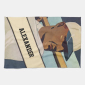 ヴィンテージスポーツ野球バッター、様式芸術 キッチンタオル (横)