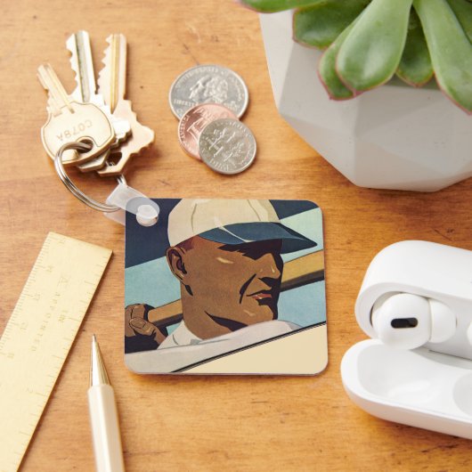 ヴィンテージスポーツ野球バッター、様式芸術 キーホルダー (デスク)