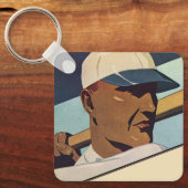 ヴィンテージスポーツ野球バッター、様式芸術 キーホルダー (正面)