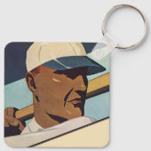 ヴィンテージスポーツ野球バッター、様式芸術 キーホルダー (裏面)