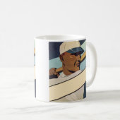 ヴィンテージスポーツ野球バッター、様式芸術 コーヒーマグカップ (正面右)