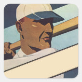 ヴィンテージスポーツ野球バッター、様式芸術 スクエアシール (正面)