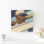 ヴィンテージスポーツ野球バッター、様式芸術 スクエア壁時計 (ホーム)