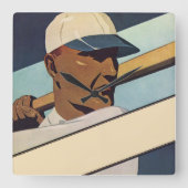 ヴィンテージスポーツ野球バッター、様式芸術 スクエア壁時計 (正面)