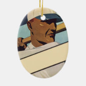 ヴィンテージスポーツ野球バッター、様式芸術 セラミックオーナメント (裏面)