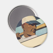 ヴィンテージスポーツ野球バッター、様式芸術 マグネット (正面/裏面)