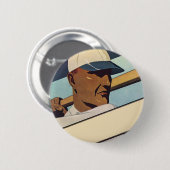 ヴィンテージスポーツ野球バッター、様式芸術 缶バッジ (正面&裏面)