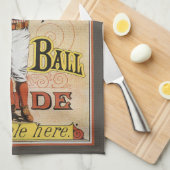 ヴィンテージスポーツ野球リーチのガイドカバーアート キッチンタオル (四つ折り)