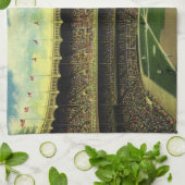 ヴィンテージスポーツ野球場と群衆 キッチンタオル (折り畳み)