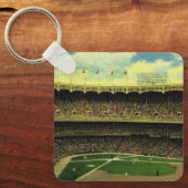ヴィンテージスポーツ野球場と群衆 キーホルダー (正面)