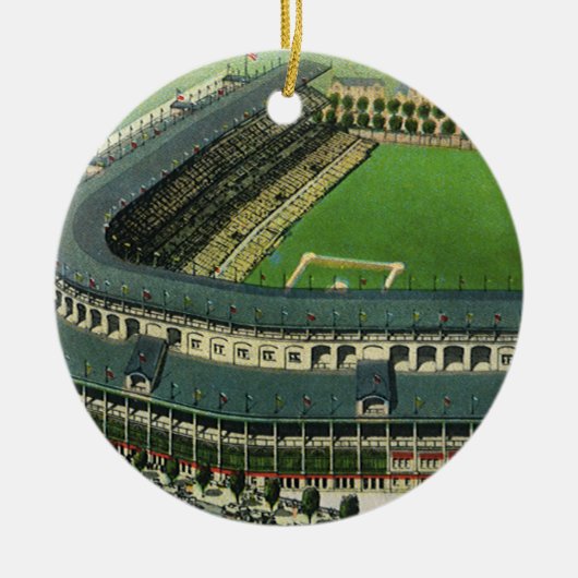 ヴィンテージスポーツ野球場エアリアルビュー セラミックオーナメント (正面)