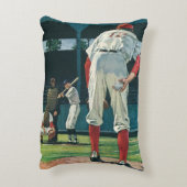 ヴィンテージスポーツ野球選手がマウンドで投手 アクセントクッション (裏面(縦))