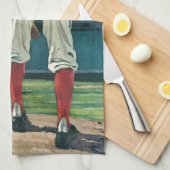 ヴィンテージスポーツ野球選手がマウンドで投手 キッチンタオル (四つ折り)