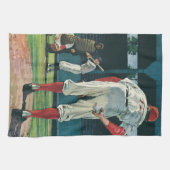 ヴィンテージスポーツ野球選手がマウンドで投手 キッチンタオル (横)