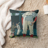 ヴィンテージスポーツ野球選手がマウンドで投手 クッション (ブランケット)