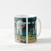 ヴィンテージスポーツ野球選手がマウンドで投手 コーヒーマグカップ (正面右)