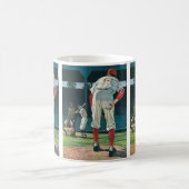 ヴィンテージスポーツ野球選手がマウンドで投手 コーヒーマグカップ (中央)