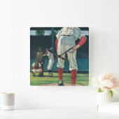 ヴィンテージスポーツ野球選手がマウンドで投手 スクエア壁時計 (ホーム)