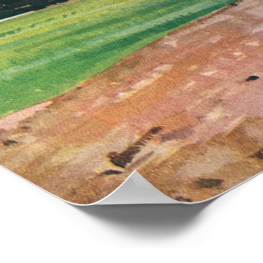 ヴィンテージスポーツ野球選手がマウンドで投手 ポスター (角)