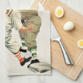 ヴィンテージスポーツ野球選手セーフアットホームプレート キッチンタオル (四つ折り)