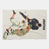 ヴィンテージスポーツ野球選手セーフアットホームプレート キッチンタオル (横)