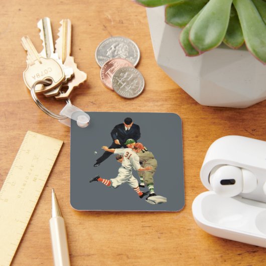 ヴィンテージスポーツ野球選手セーフアットホームプレート キーホルダー (デスク)