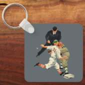 ヴィンテージスポーツ野球選手セーフアットホームプレート キーホルダー (正面)