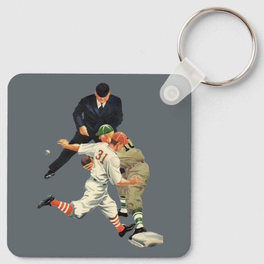 ヴィンテージスポーツ野球選手セーフアットホームプレート キーホルダー (裏面)