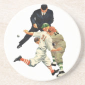 ヴィンテージスポーツ野球選手セーフアットホームプレート コースター (正面)