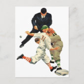 ヴィンテージスポーツ野球選手セーフアットホームプレート ポストカード (正面)