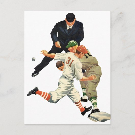 ヴィンテージスポーツ野球選手セーフアットホームプレート ポストカード (正面)