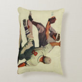 ヴィンテージスポーツ野球選手、ホームに滑り込む選手 アクセントクッション (裏面(縦))