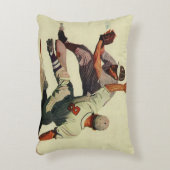 ヴィンテージスポーツ野球選手、ホームに滑り込む選手 アクセントクッション (正面(垂直))