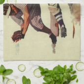 ヴィンテージスポーツ野球選手、ホームに滑り込む選手 キッチンタオル (折り畳み)