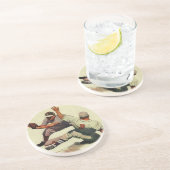 ヴィンテージスポーツ野球選手、ホームに滑り込む選手 コースター (側面)