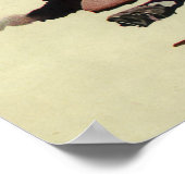 ヴィンテージスポーツ野球選手、ホームに滑り込む選手 ポスター (角)