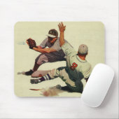 ヴィンテージスポーツ野球選手、ホームに滑り込む選手 マウスパッド (マウス)