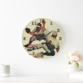 ヴィンテージスポーツ野球選手、ホームに滑り込む選手 ラージ壁時計 (ホーム)
