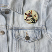 ヴィンテージスポーツ野球選手、ホームに滑り込む選手 缶バッジ (インサイチュ)