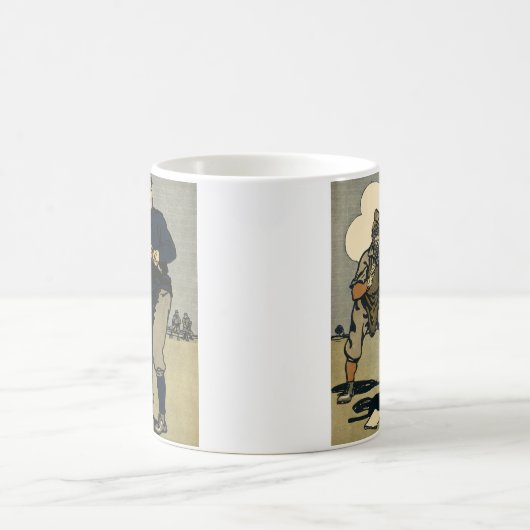 ヴィンテージスポーツ野球選手，様式化されたアートマグ コーヒーマグカップ (中央)