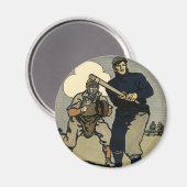 ヴィンテージスポーツ野球選手，様式芸術 マグネット (正面/裏面)