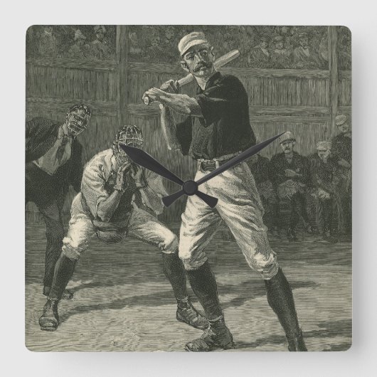 ヴィンテージスポーツ野球選手Thulstrup スクエア壁時計 (正面)