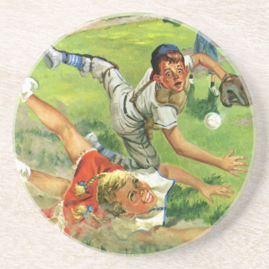 ヴィンテージスポーツ野球、子ども遊チーム コースター (正面)