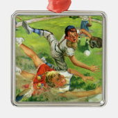 ヴィンテージスポーツ野球、子ども遊チーム メタルオーナメント (正面)