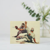 ヴィンテージスポーツ野球，家に滑り込む選手 ポストカード (スタンド正面)