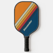 ヴィンテージスポーツ青ストライプの虹（名前） ピックルボールラケット (正面)