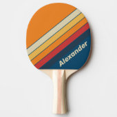 ヴィンテージスポーツ青ストライプの虹（名前） 卓球ラケット (正面)