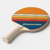 ヴィンテージスポーツ青ストライプの虹（名前） 卓球ラケット (正面アングル)