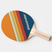 ヴィンテージスポーツ青ストライプの虹（名前） 卓球ラケット (横)